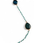 Collana lunga con micro cristalli in vetro e pietre dure a goccia turchesi - Mya Accessories