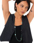 Collana lunga con micro cristalli in vetro e pietre dure a goccia turchesi - Mya Accessories