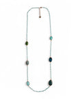 Collana lunga con micro cristalli in vetro e pietre dure a goccia turchesi - Mya Accessories