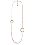 Collana lunga in acciaio con micro cristalli rosa - Mya Accessories