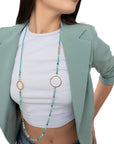 Collana lunga in acciaio con micro cristalli turchese - Mya Accessories