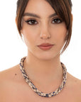 Collana girocollo a torciglione con micro cristalli rosa e sfumature viola - Mya Accessories
