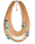 Collana multi catene con inserti marini in acrilico blu - Mya Accessories