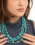 Collana multi filo con pietre in vetro tono turchese - Mya Accessories
