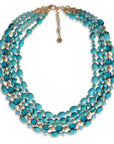 Collana multi filo con pietre in vetro tono turchese - Mya Accessories
