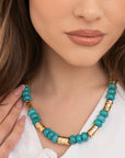 Collana girocollo con rondelle in metallo e pietre turchese - Mya Accessories