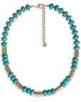 Collana girocollo con rondelle in metallo e pietre turchese - Mya Accessories