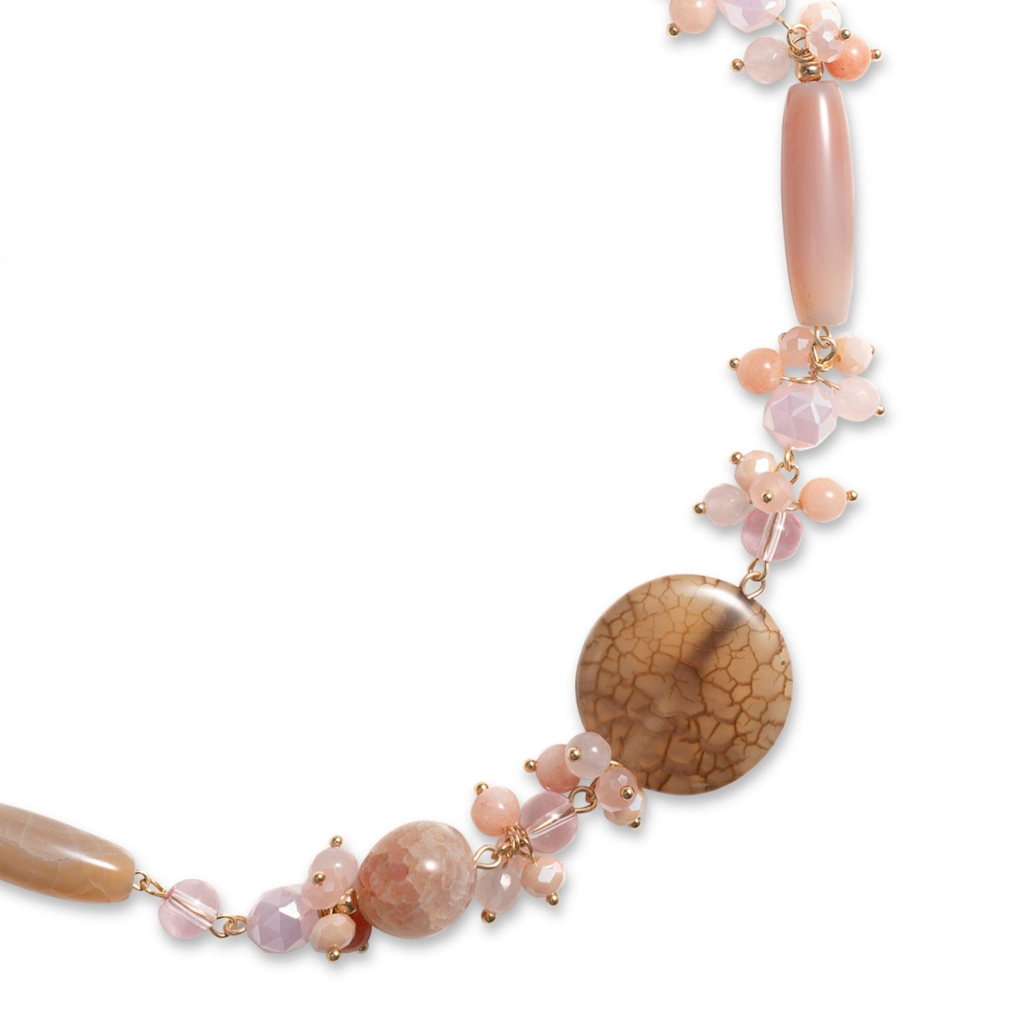 Collana girocollo con pietre dure ed in vetro tono rosa - Mya Accessories