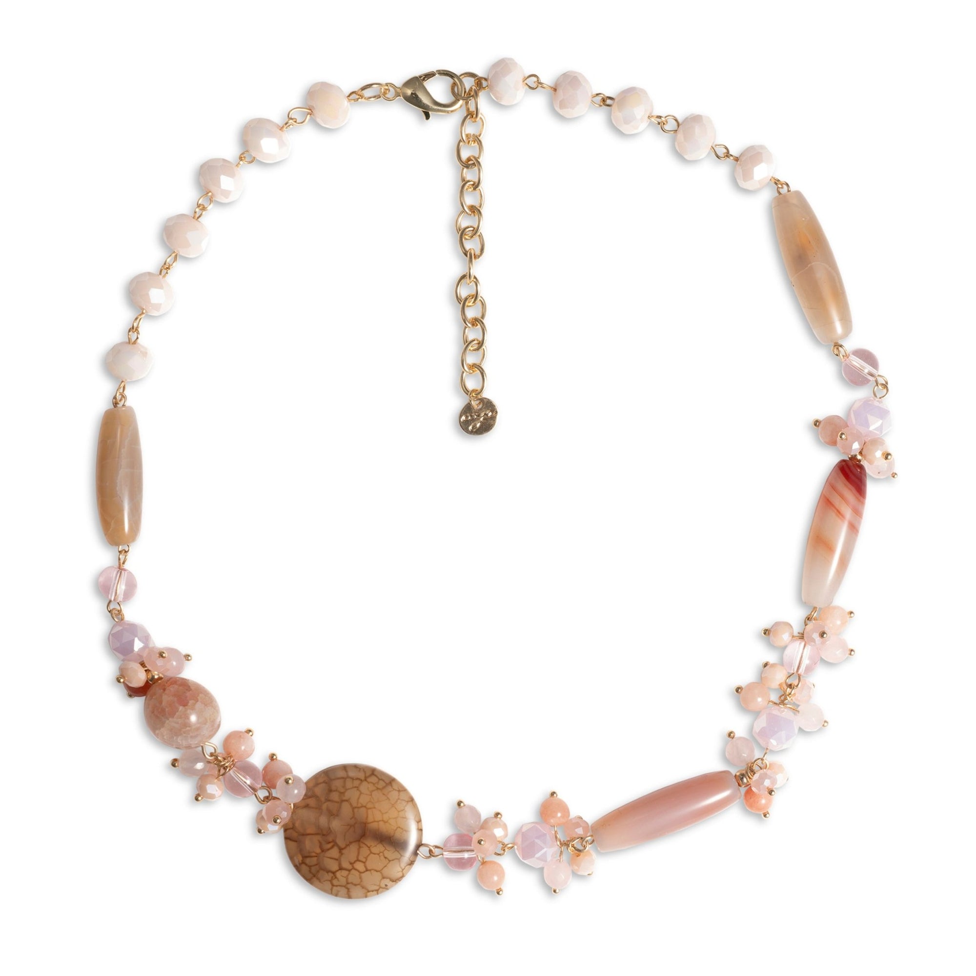 Collana girocollo con pietre dure ed in vetro tono rosa - Mya Accessories