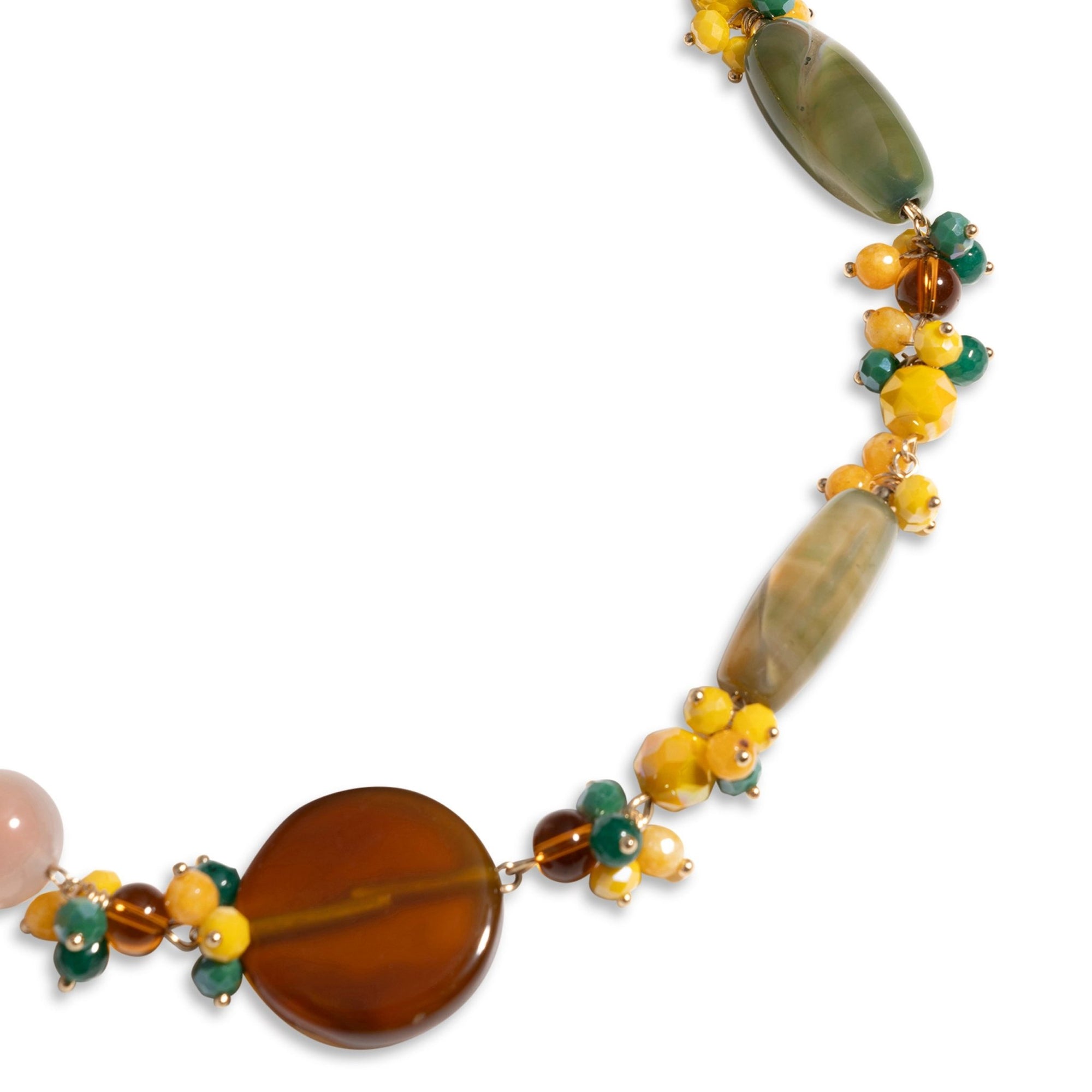 Collana girocollo con pietre dure ed in vetro tono giallo e verde - Mya Accessories
