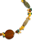 Collana girocollo con pietre dure ed in vetro tono giallo e verde - Mya Accessories