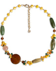 Collana girocollo con pietre dure ed in vetro tono giallo e verde - Mya Accessories