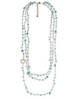 Collana lunga multi filo in cotone con terilene in vetro tono turchese - Mya Accessories