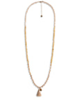 Collana lunga con pietre in acrilico e vetro, pendente a ciuffo beige - Mya Accessories