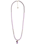 Collana lunga con pietre in acrilico e vetro, pendente a ciuffo lilla - Mya Accessories