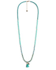 Collana lunga con pietre in acrilico e vetro, pendente a ciuffo turchese - Mya Accessories