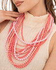 Collana multi linee con sfere in acrilico tono rosa - Mya Accessories
