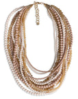 Collana multi linee con sfere in acrilico tono beige - Mya Accessories