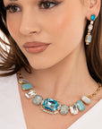 Collana girocollo a catena con inserto in vetro celeste - Mya Accessories