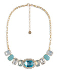 Collana girocollo a catena con inserto in vetro celeste - Mya Accessories