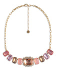 Collana girocollo a catena con inserto in vetro rosa - Mya Accessories