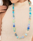 Collana lunga con pietre in acrilico tono turchese - Mya Accessories