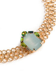 Collana girocollo a maglia in metallo con inserto in acrilico celeste - Mya Accessories