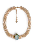 Collana girocollo a maglia in metallo con inserto in acrilico celeste - Mya Accessories