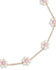 Collana girocollo a catena con fiori in acrilico perlati rosa - Mya Accessories