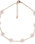 Collana girocollo a catena con fiori in acrilico perlati rosa - Mya Accessories