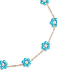 Collana girocollo a catena con fiori in acrilico perlati azzurri - Mya Accessories