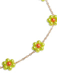Collana girocollo a catena con fiori in acrilico perlati verde lime - Mya Accessories