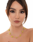 Collana girocollo a catena con fiori in acrilico perlati verde lime - Mya Accessories