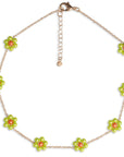 Collana girocollo a catena con fiori in acrilico perlati verde lime - Mya Accessories