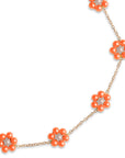 Collana girocollo a catena con fiori in acrilico perlati arancio - Mya Accessories