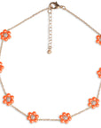 Collana girocollo a catena con fiori in acrilico perlati arancio - Mya Accessories