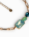 Collana girocollo a catena con inserti in vetro verde acqua - Mya Accessories