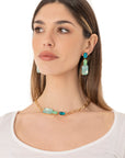 Collana girocollo a catena con inserti in vetro verde acqua - Mya Accessories