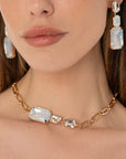 Collana girocollo a catena con inserti in vetro crystal - Mya Accessories