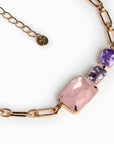 Collana girocollo a catena con inserti in vetro tono rosa - Mya Accessories