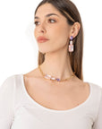 Collana girocollo a catena con inserti in vetro tono rosa - Mya Accessories
