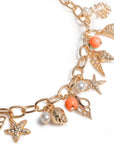 Collana girocollo a catena con sfere arancio e charms marini - Mya Accessories