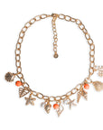 Collana girocollo a catena con sfere arancio e charms marini - Mya Accessories