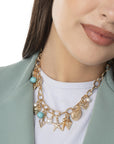 Collana girocollo a catena con sfere turchese e charms marini - Mya Accessories