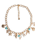 Collana girocollo a catena con sfere turchese e charms marini - Mya Accessories