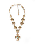 Collana girocollo con inserti in metallo e pendente a croce - Mya Accessories