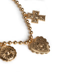 Collana girocollo a sfere in metallo con pendenti cuore e croce - Mya Accessories