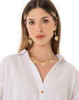 Collana girocollo a sfere in metallo con pendenti cuore e croce - Mya Accessories