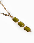 Collana girocollo a catena con pendente a tre pietre in vetro verde - Mya Accessories