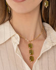 Collana girocollo a catena con pendente a tre pietre in vetro verde - Mya Accessories